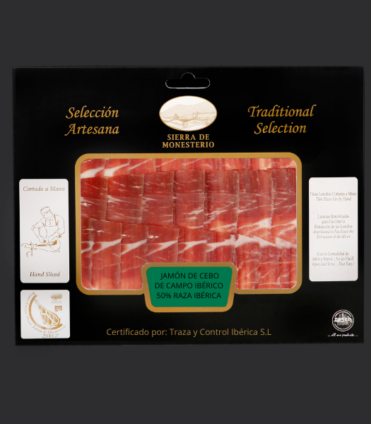 jamon cebo campo iberico 50 raza iberica cortado a mano